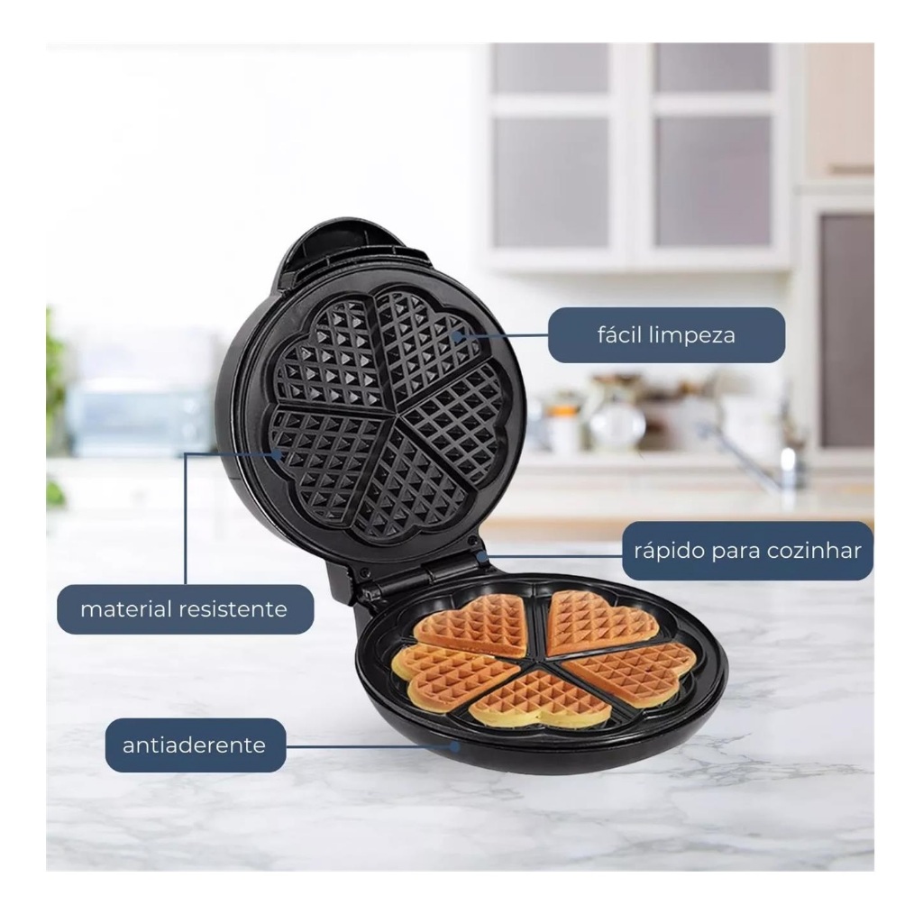 Máquina de Waffle com Formato de Corações 5