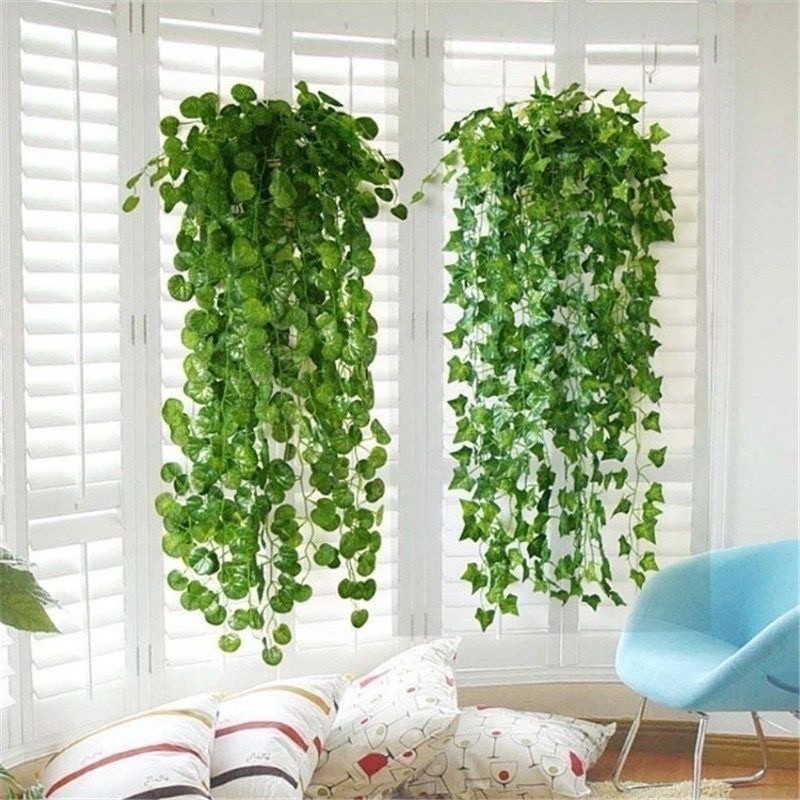 Planta  Pendurada Verde Artificial Parede Folhagem Para Decoração Enfeite Cordão 2 Metros