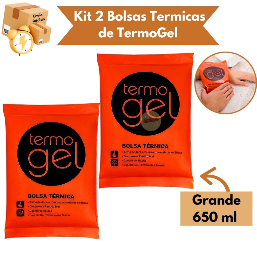 Kit 2 Bolsa Térmicas Termo Gel Tamanho Grande 650ML Compressa Quente ou Fria