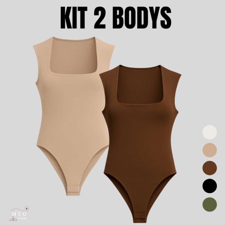 Kit 2 Body Feminino Alça Larga e Decote Quadrado 