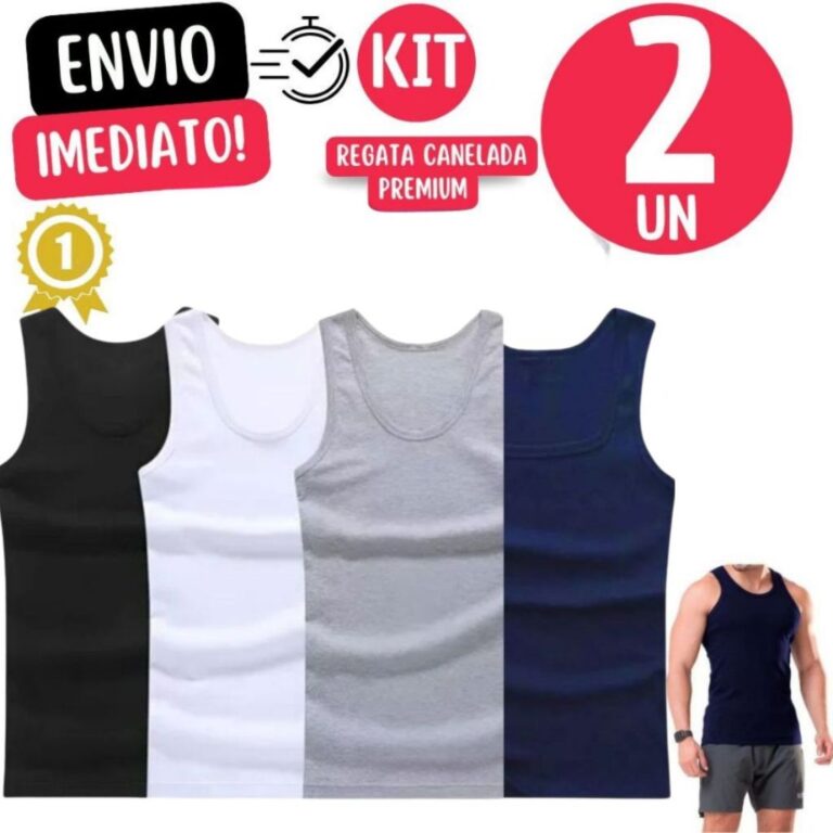 Kit Com 2 Regata Canelada Premium Masculina Modelo