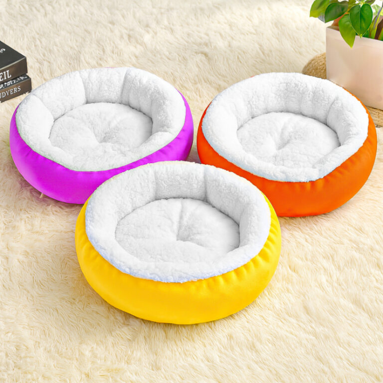 Cama Caminha Pet Redonda de Sherpa para Gatos e Ca