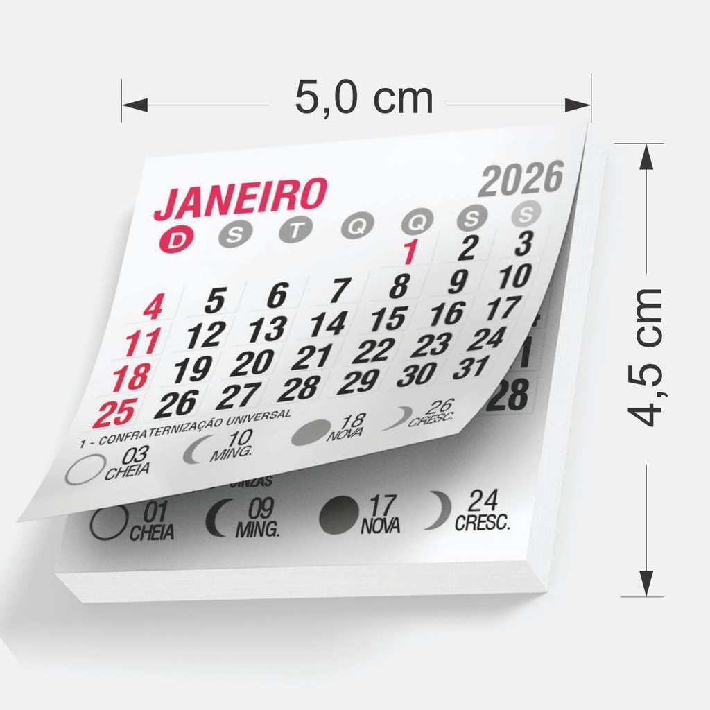25 Mini blocos para ímã de geladeira – Calendário 2027 5,0×4,5cm