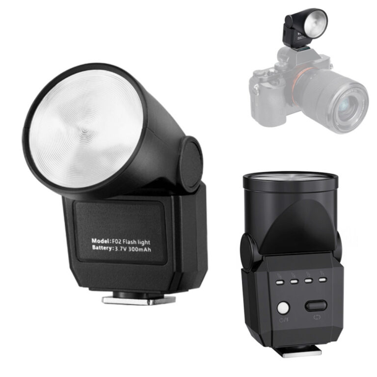 Mini Flash Speedlite Universal F02 6500K Cabeça R