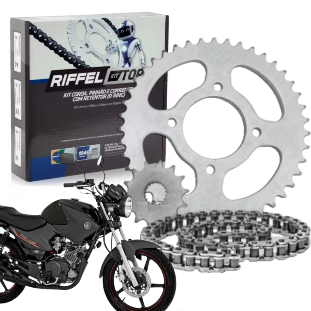Kit Relacao Tracao Transmissao Ybr 125 Factor 125 2003 à 2016 Com Retentor Original Riffel Top