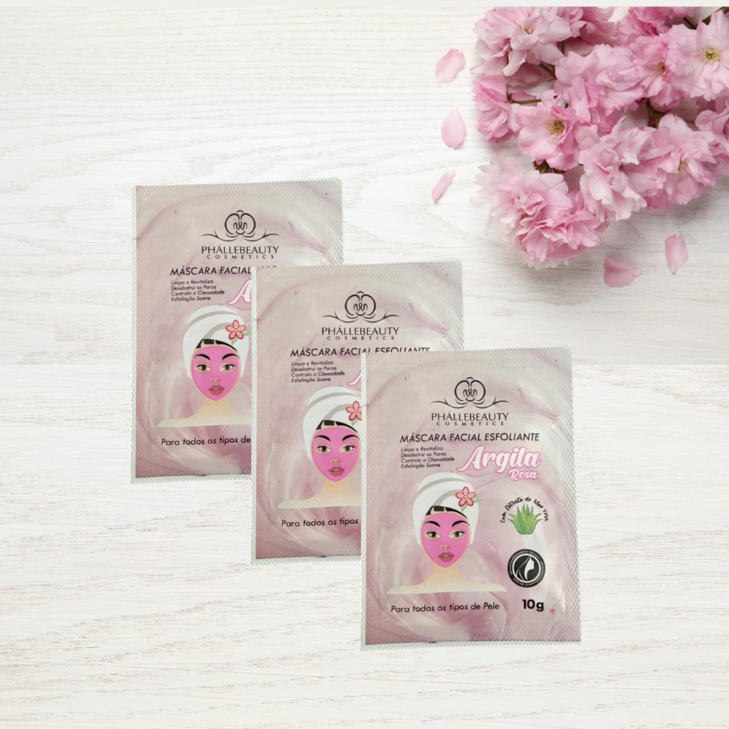 Mascara Facial Esfoliante Argila Rosa Phallebeauty