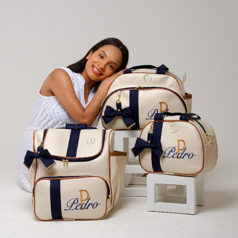 Bolsa Maternidade Personalizada Menino Luxo Kit Bo