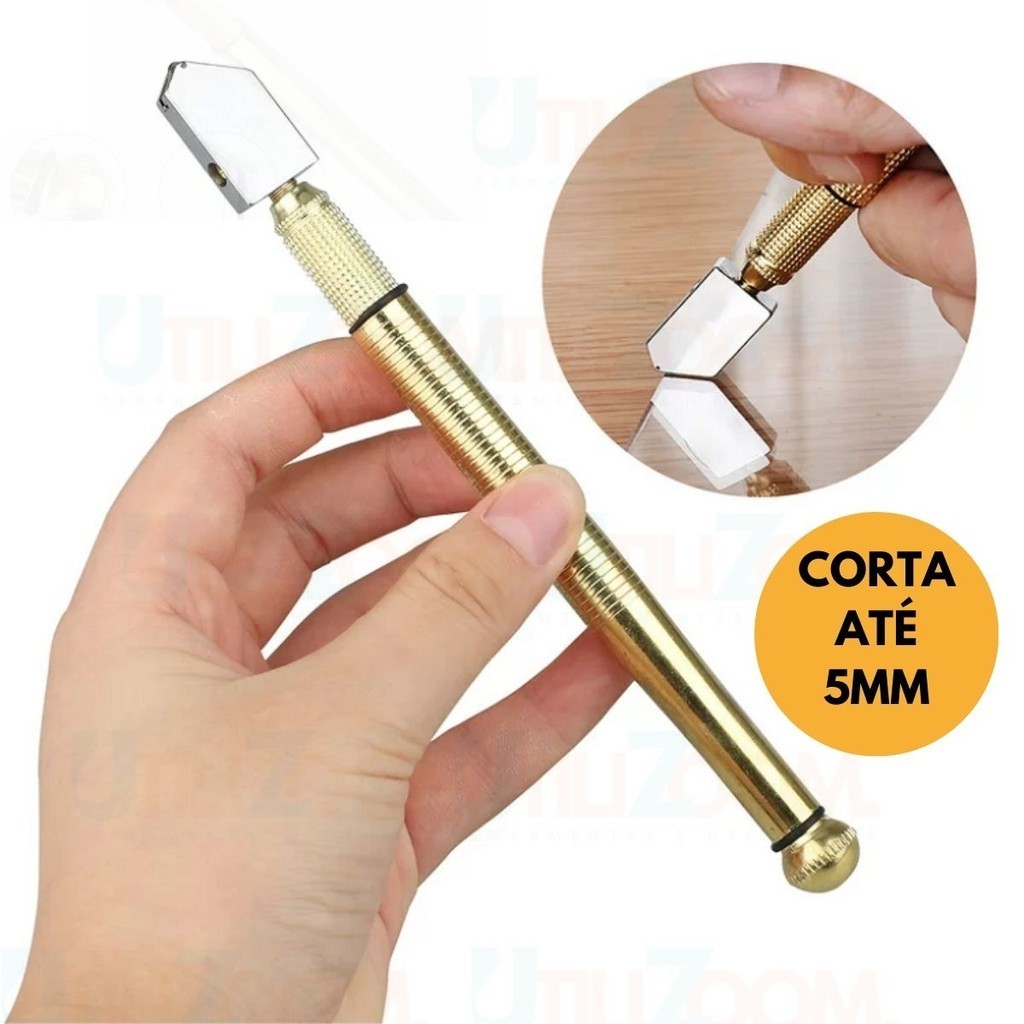 Cortador De Vidro Profissional Ferramenta Cortar Vidro Espelho Com Reservatorio/Bisnaga