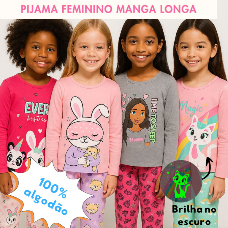 Kit 4 peças Pijama Infantil Juvenil INVERNO 1 a 1