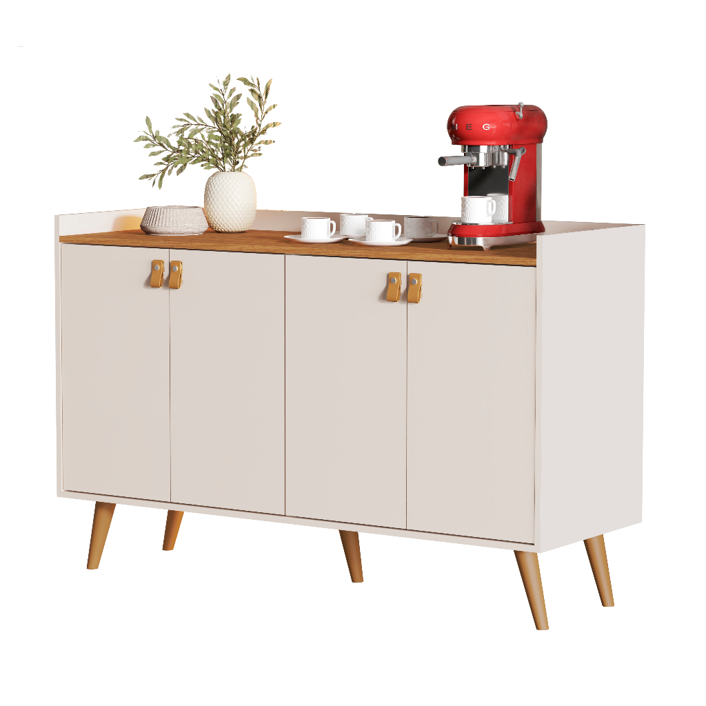 *Aparador Sala De Estar Buffet Retrô Cantinho Do Café Cozinha Prateleira Interna Luana K7 Plus