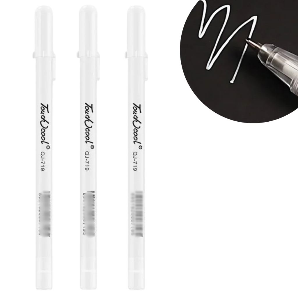 Kit Caneta Gel Branca Touch Cool 0.8mm Qualidade Premium