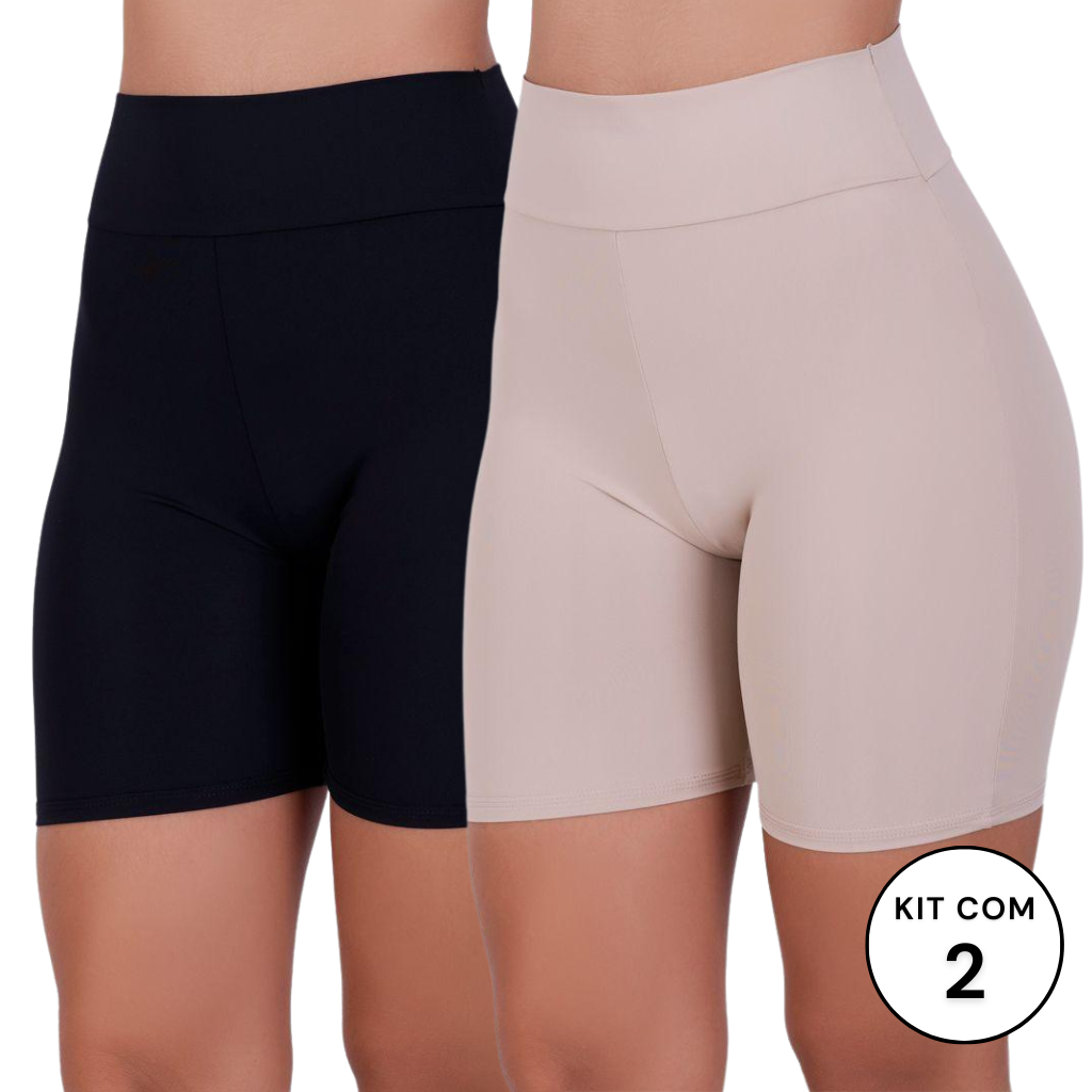 KIT c/ 2 Short Anagua Cintura Alta Segunda Pele Conforto Modelador Térmica