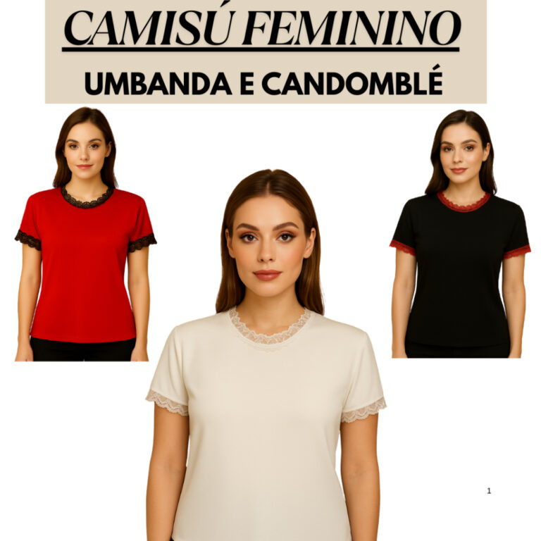 Camisú Feminino Umbanda e Candomblé com Renda Pr