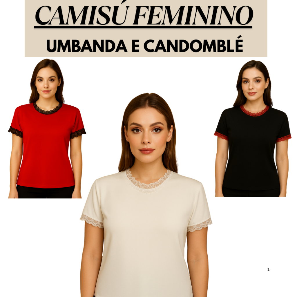 Camisú Feminino Umbanda e Candomblé com Renda Premium do P ao GG