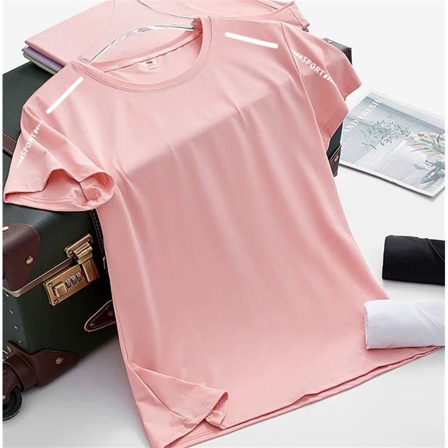 Camiseta Esportiva Solta Listras Reflexivas Estampadas, Respirável, Absorção de Umidade e Casual par