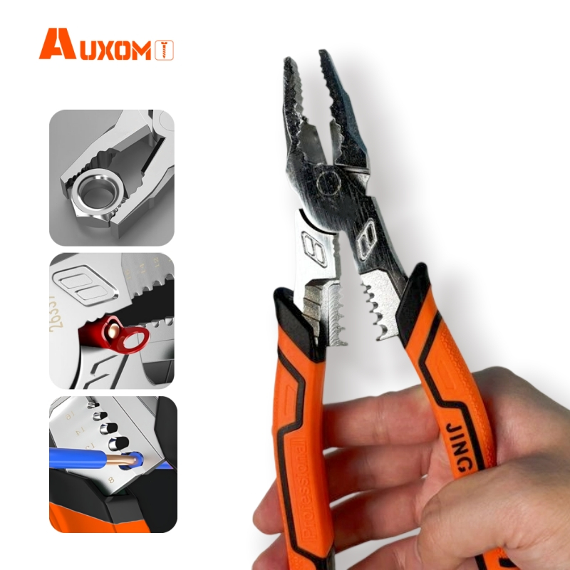 AUXOM Alicate Eletricista Multifuncional 9 Polegadas Cortador de Fio Ferramenta Profissional Alicate