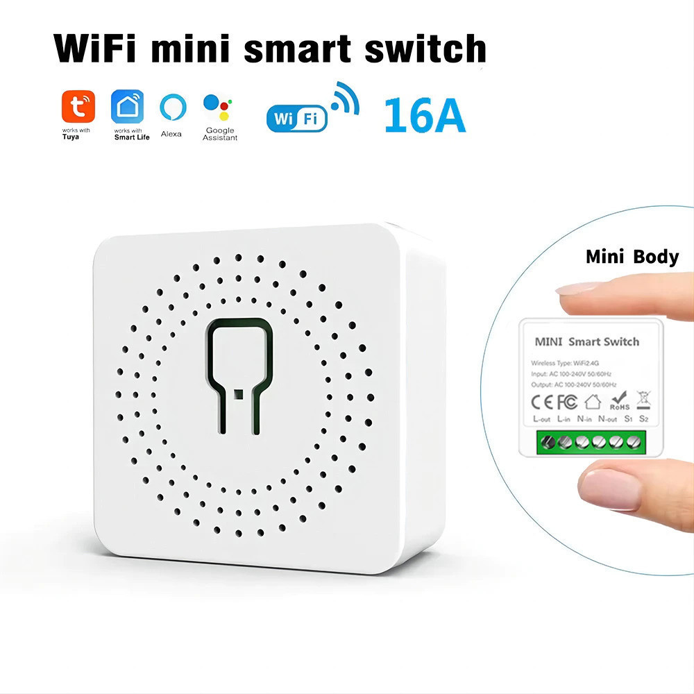 Módulo Interruptor Inteligente Tuya WiFi, Suporta Controle 1 canal, 100-240V, Funciona com Alexa, Go