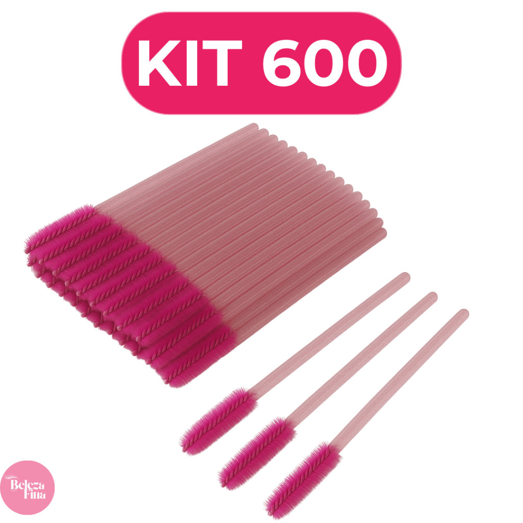 Kit Até 600 Escovinhas Extensão de Cílios e Sobrancelha Glitter Descartável
