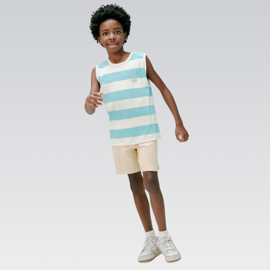 Regata Infantil Menino Listrada Estampa Localizada HERING Original Roupas Infantis Estilo Conforto