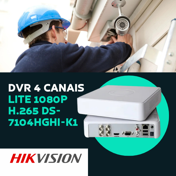 DVR 4 CANAIS LITE 1080P H.265 DS-7104HGHI-K1 HIKVI