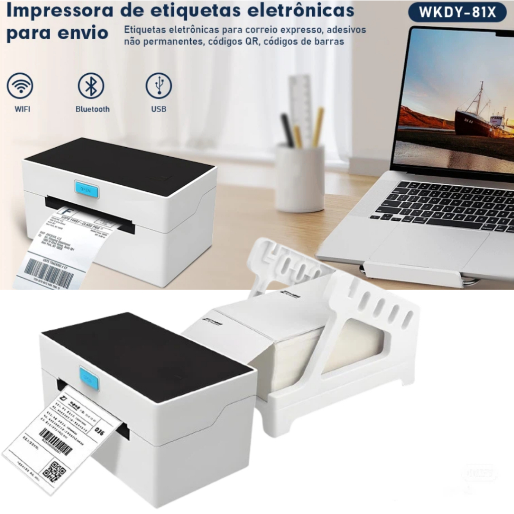 Impressora Térmica De Etiqueta Adesiva 110mm Usb E Bluetooth SEM FIO 203DPI, compatível com vários s