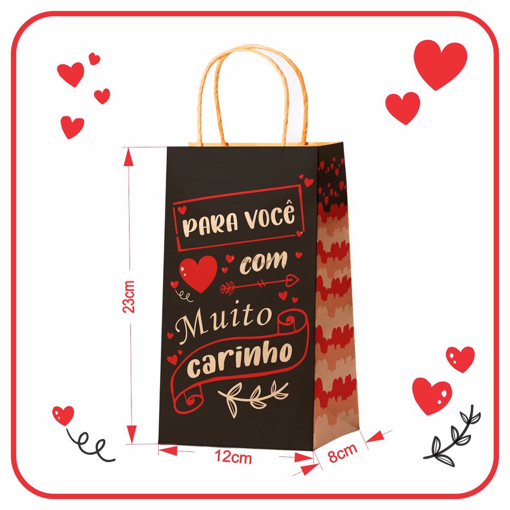 Sacola Kraft Mini para Presente – 10 Unidades – 12x8x23 (MC)