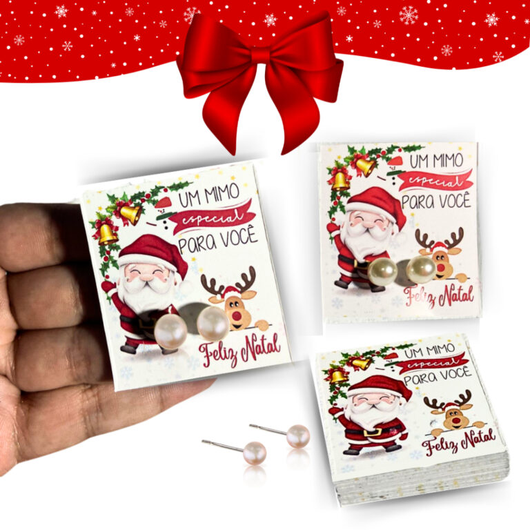50 pares de brinco pérola + tag natal mimo/lembra