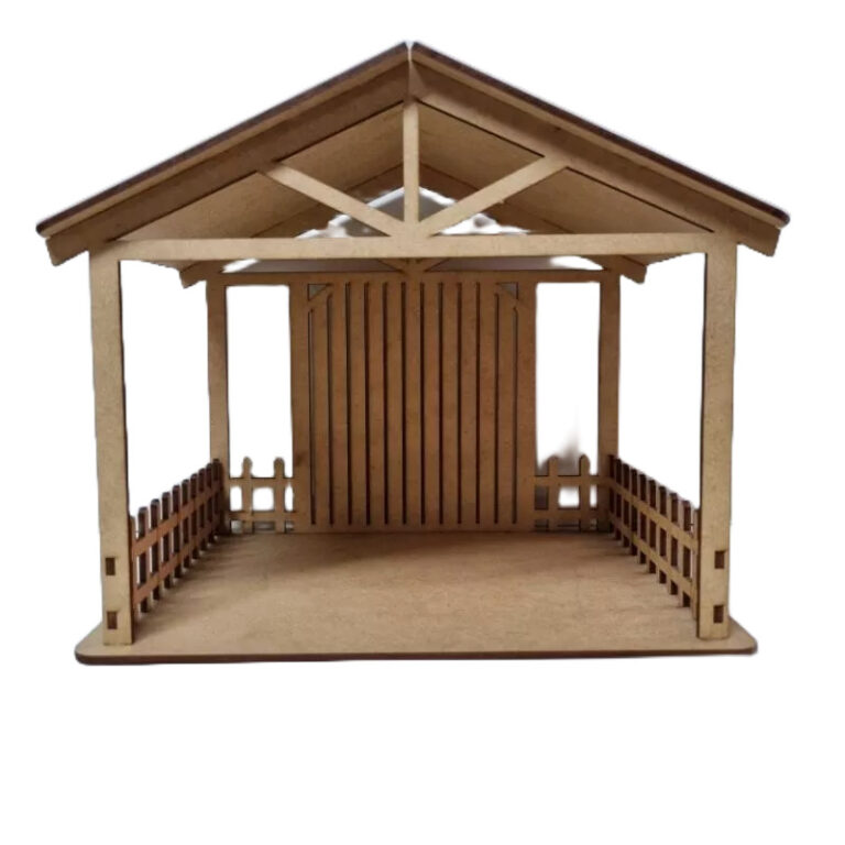 Casa para presépio P 24x17x20, Laser feliz natal-