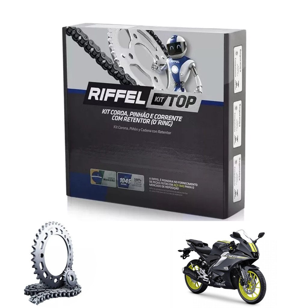 KIT relação Transmissão Com retentor YZF-R15 [V3/V4] (22-24) 48Z X 14Z 428HO X 128L Riffel
