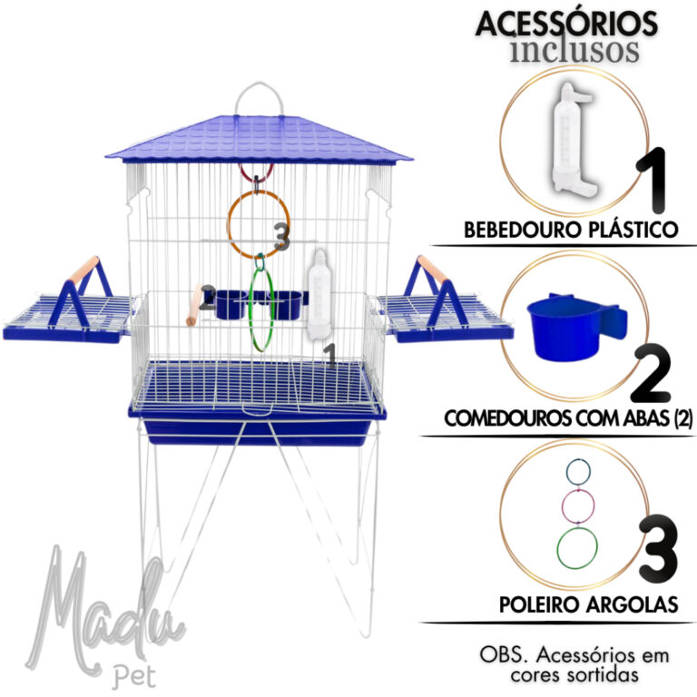 Viveiro para Calopsitas Completo C/ Pé e Acessór