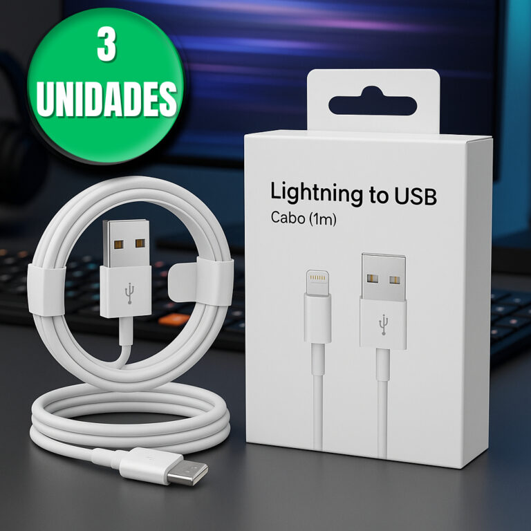 Kit 3 Cabos USB Turbo Iphone 1 Metro Lightining Re