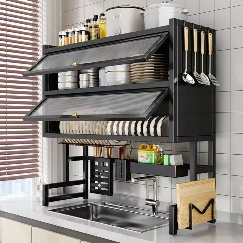 3 camadas Escorredor De Louça 105cm Cozinha Suspensa Modula Pia Rack Organizador Estante poeira port