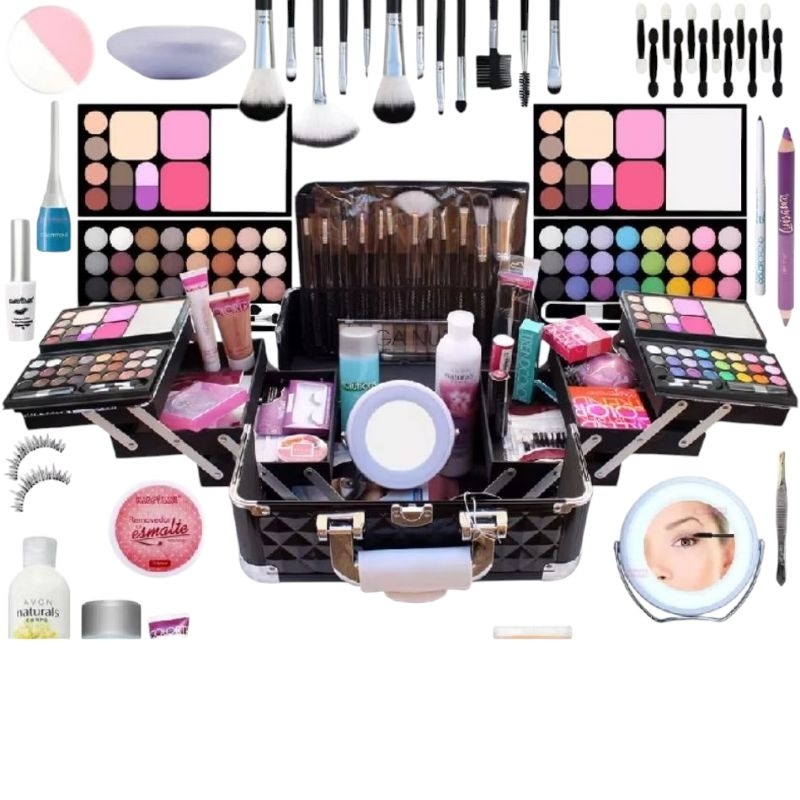 kit de maquiagem blogueira completo com pinceis, 10 itens(obs não acompanha a maleta)