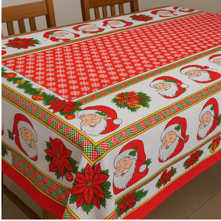 Toalha de Mesa Oxford Natal Estampada Papai Noel V