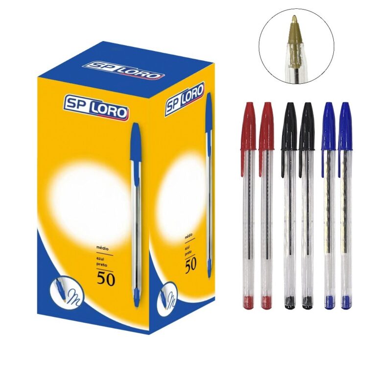 Caneta Esferográfica Azul Média 1.0mm Com 50 Uni