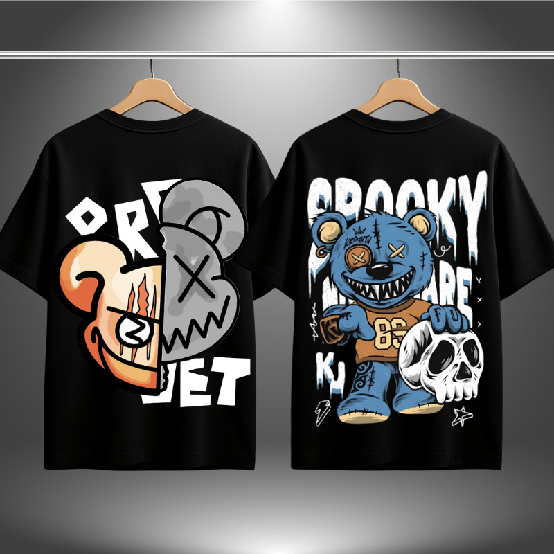 Kit 2 Camiseta Oversized Masculina Estampada