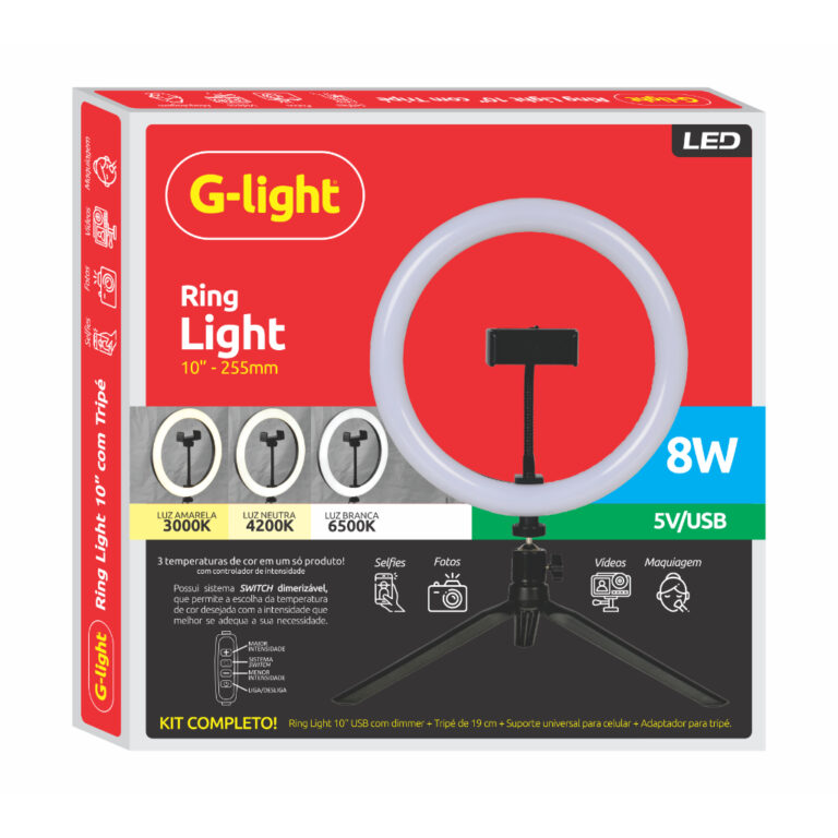 Iluminador Ring Light Led Anel de Luz 10 polegadas