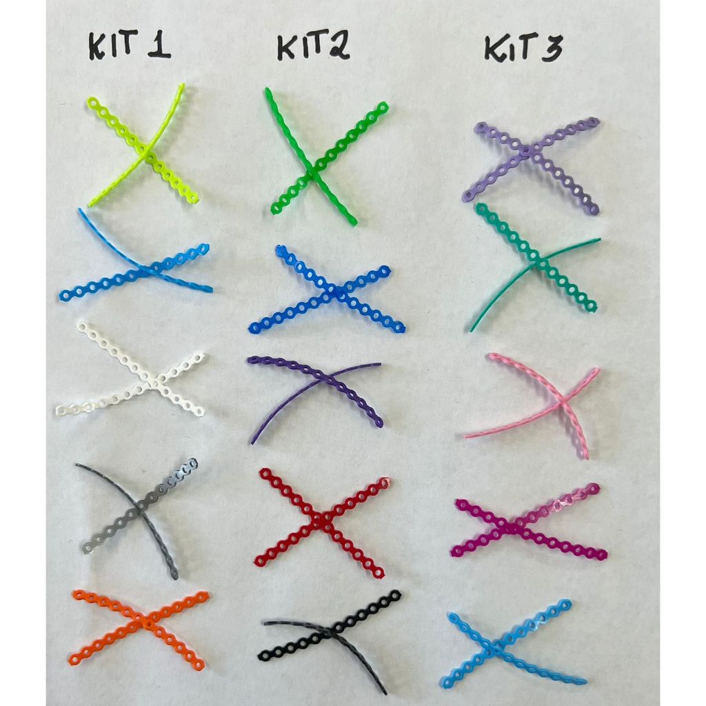 Kit Aparelho Ortodôntico 5 Pares Liga Trançadas (10 pedaços com 12 furos cada)