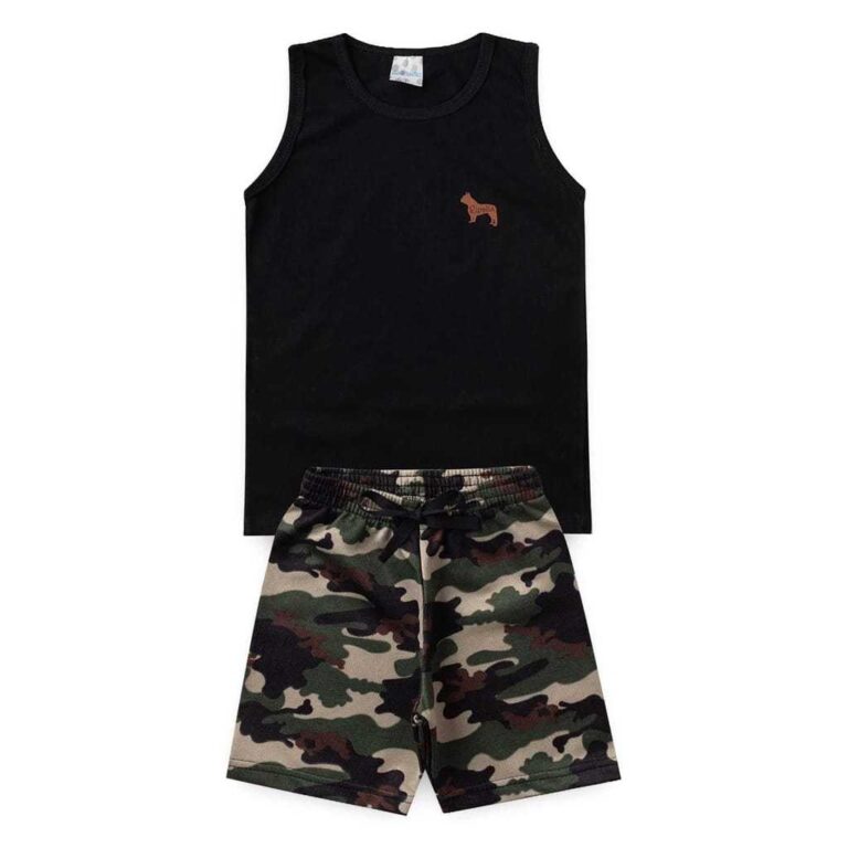 Conjunto Infantil Regata  Apique Bermuda Camuflada