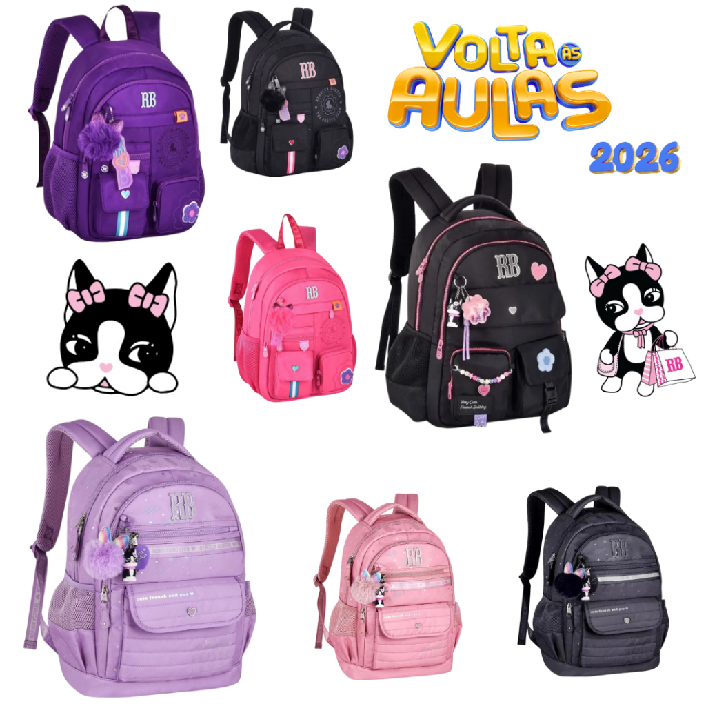 Mochila Rebecca lBonbon Notebook Resistente Escolar Lançamento Nova Coleção volta ás aulas 2026 CLIO