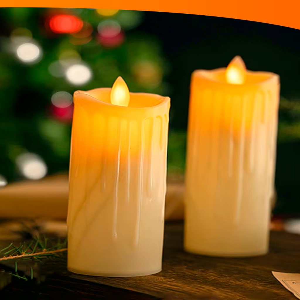 Kit 2x Vela Led Com Movimento Chama Eletrônica Com Pilha Lampada Decorativa Natal Eventos