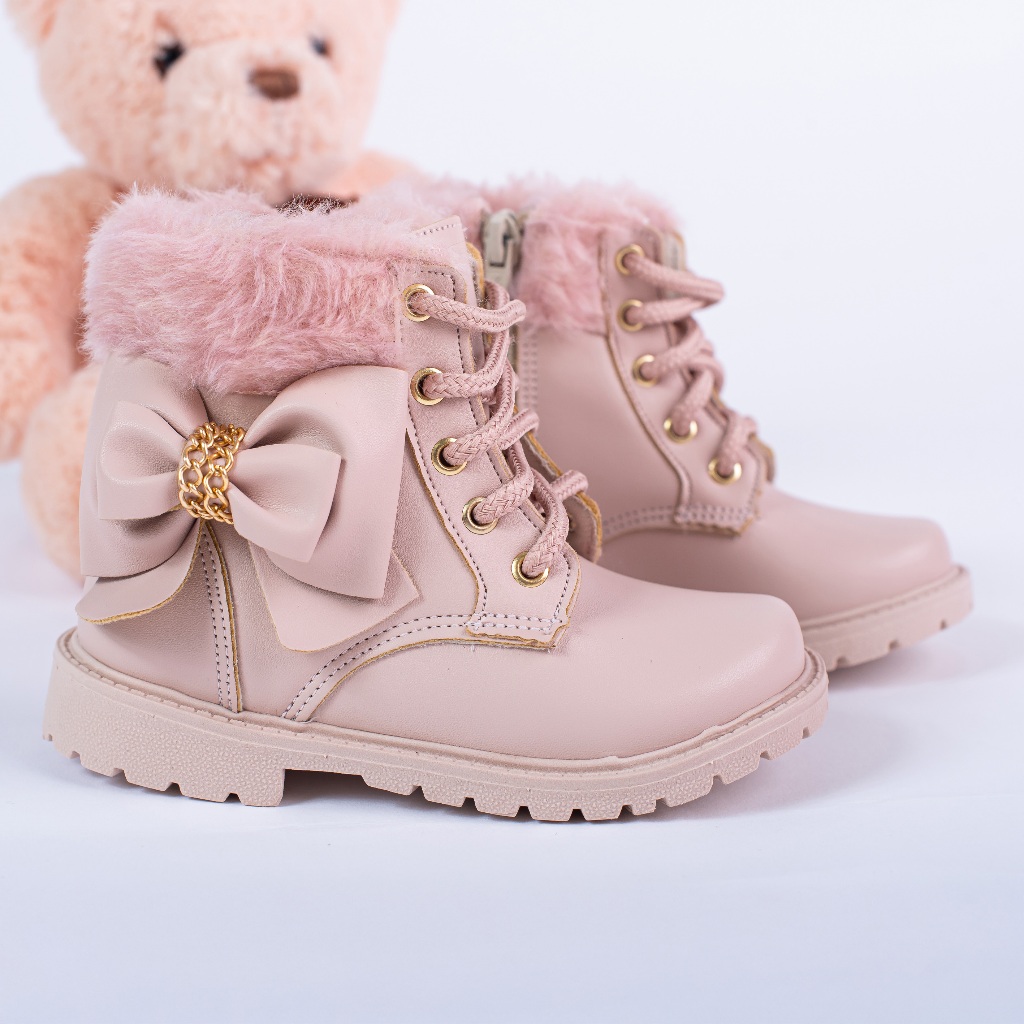 Bota Coturno Feminino Modelo Laço Botinha Menina estilo Blogueirinha Confortável e leve