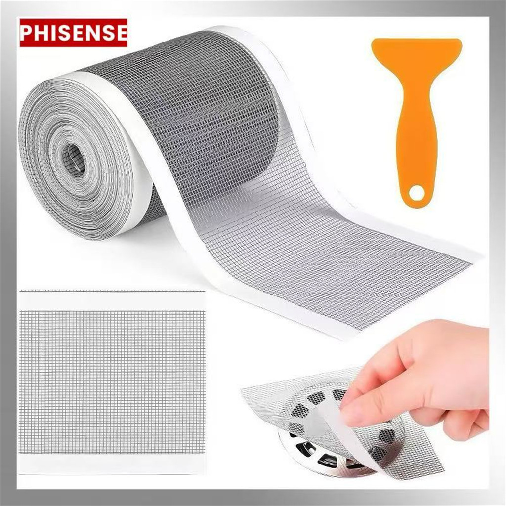 Tela Protetora Ralo Anti Inseto 5Mx10CM Adesivo Filtro Banheiro Quintal Coletor De Cabelo