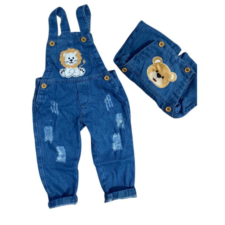 Jardineira Longa Jeans Macacão Infantil Menino Co