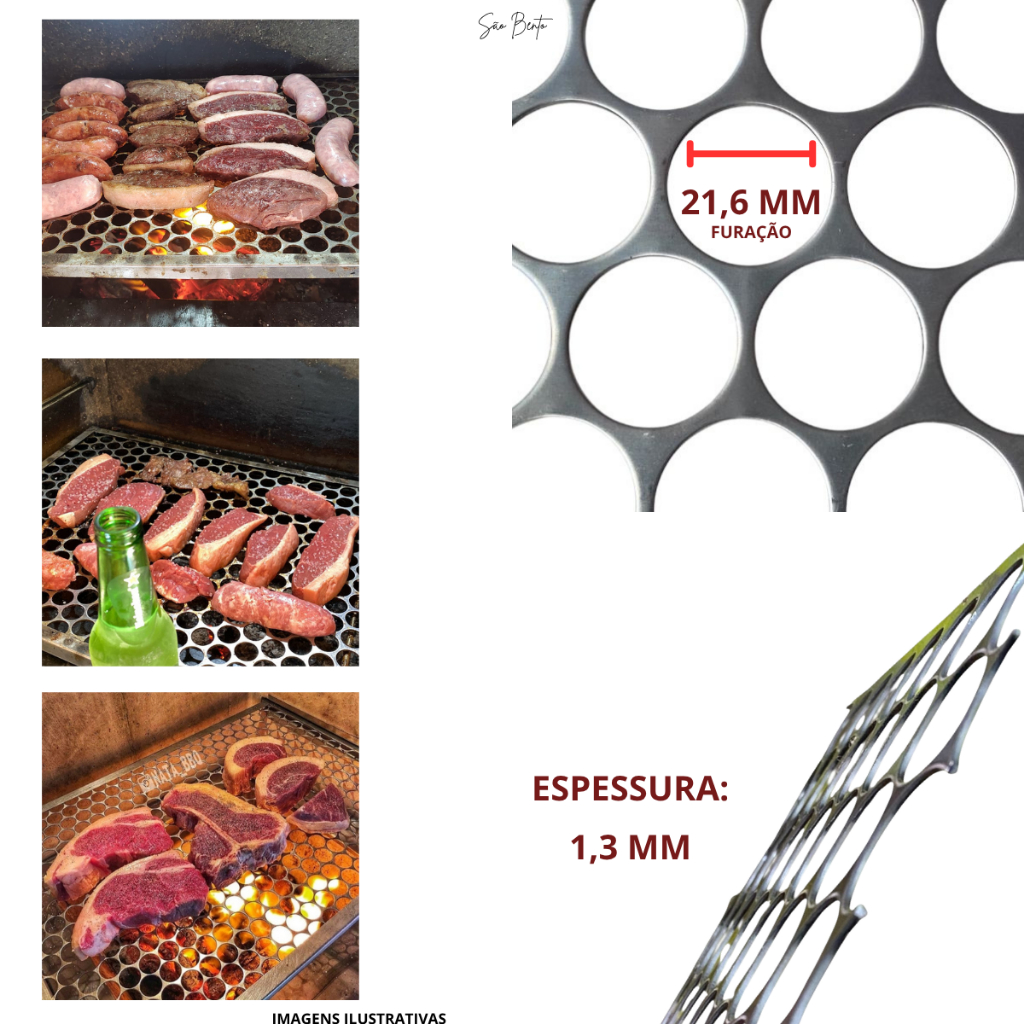 Tela Grelha Moeda Ferro Aço Largura 40 CM – Churrasqueiras – (20cm, 30cm, 40cm, 50cm, 60cm, 70cm, 80
