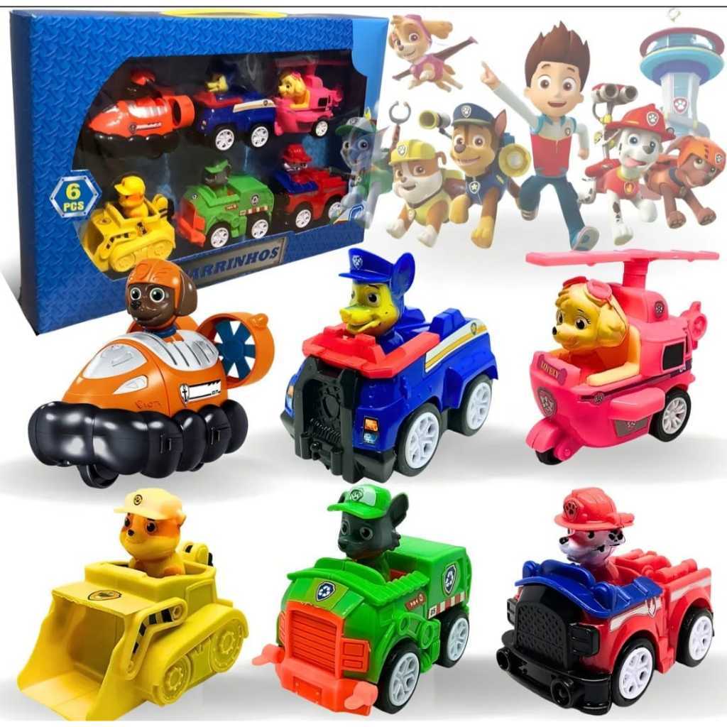 Kit 6 Carrinhos Patrulha Canina Brinquedo Fricção