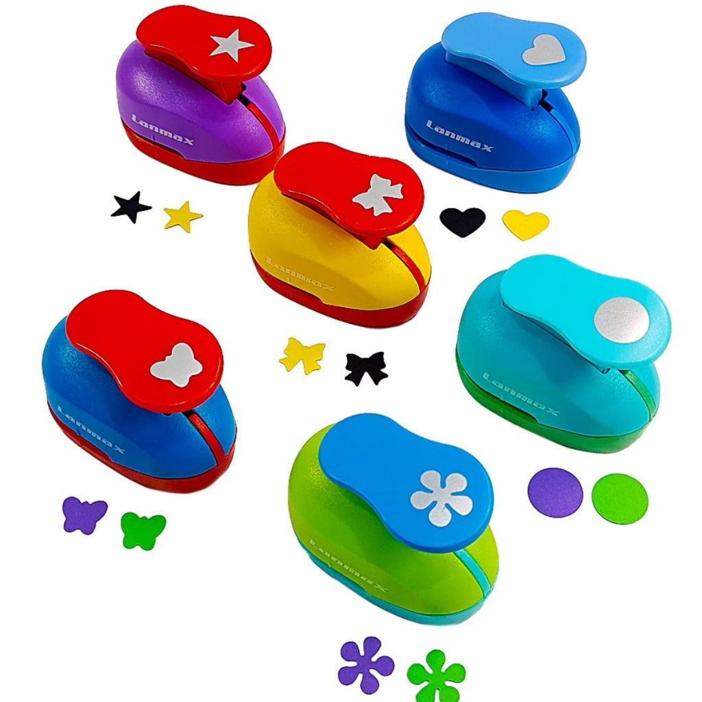 Furador Papel e Eva 16MM Colorido – Modelos Borboleta/Coração/Circulo/Estrela/Flor/Laço – Lanmax