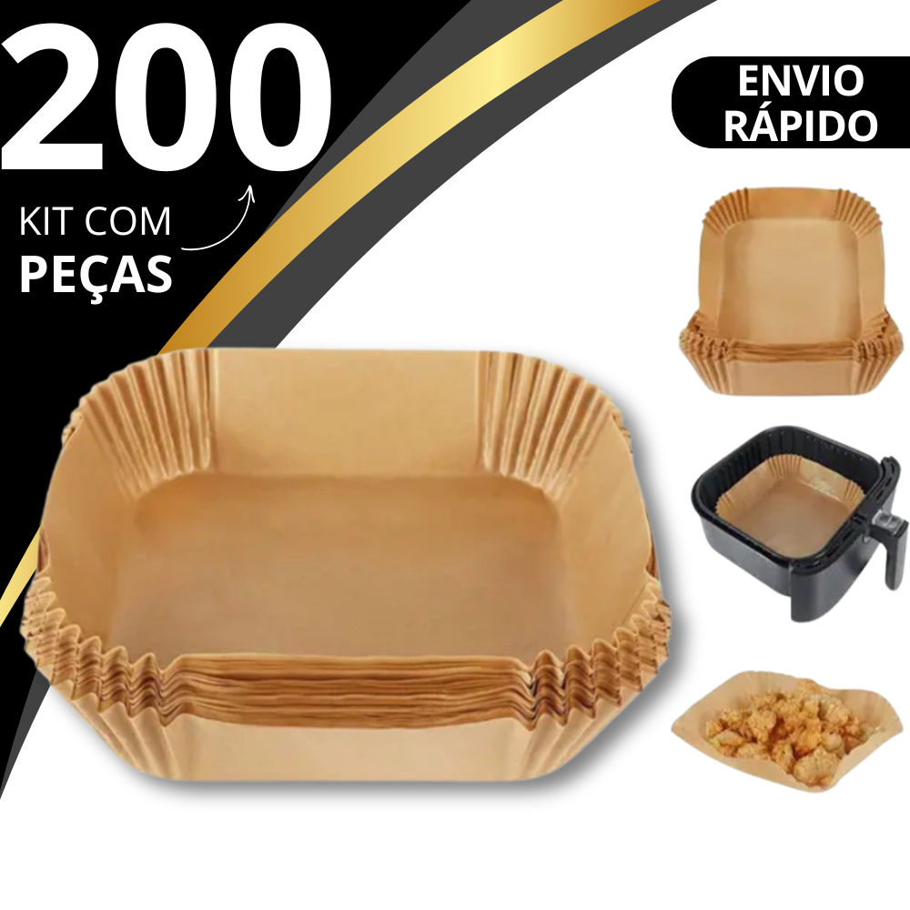 KIT 50/100/150/200 Formas Assadeira Papel Manteiga Descartável Para Air fryer Sem Sujeira Leo Store