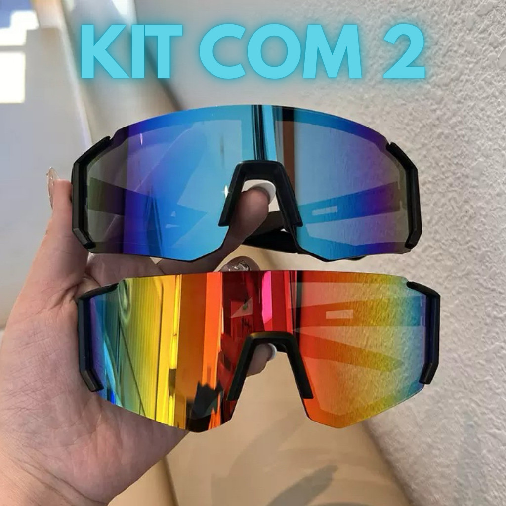 KIT 2 Oculos de Sol Clicismo Corrida Esportivo Uv400 Unissex Ao Ar Livre De Sol À Prova De Vento