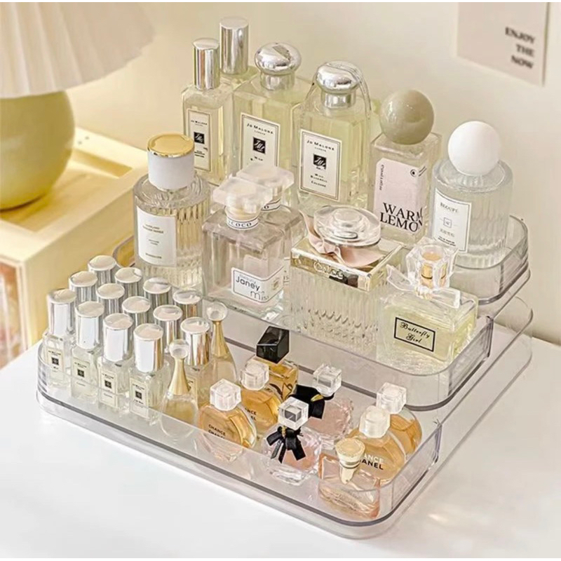 Expositor de Perfumes Cosméticos 3 Andares Multiuso Organizador Prateleira Diamante Acrílico Porta M